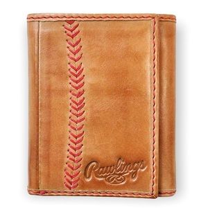 Rawlings Baseball Stitch Trifold Wallet - Tan